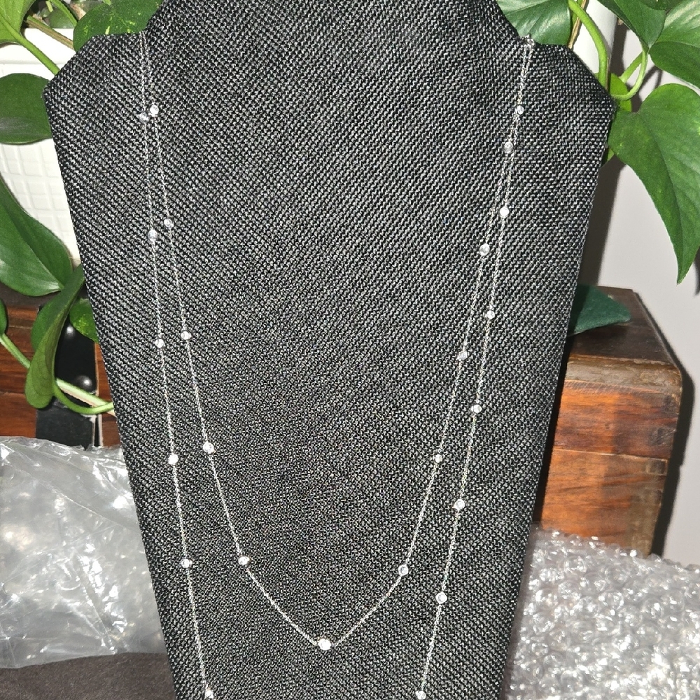 Silver Necklace with Crystal Accents